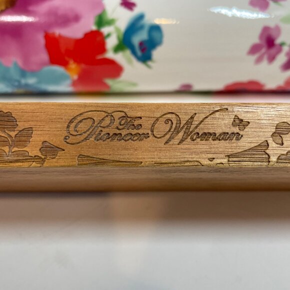 Floral Ceramic Rolling Pin With Wooden Handles & Stand By The Pioneer Woman - Picture 10 of 15